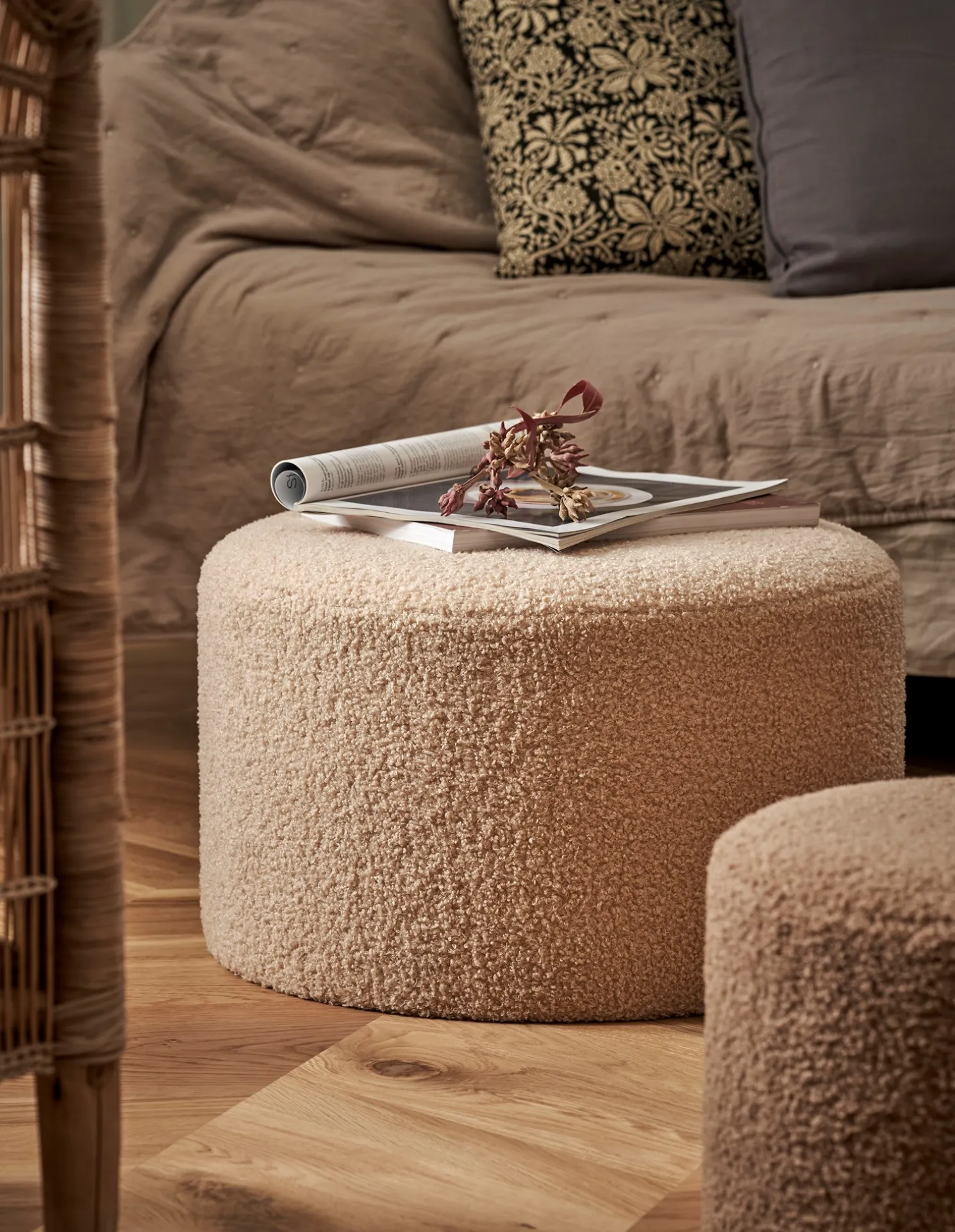 Hocker Mit Teddy-Stoff